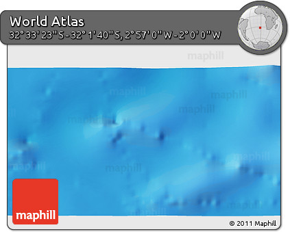 Physical 3D Map of the Area around 32° 17' 31" S, 2° 28' 30" W
