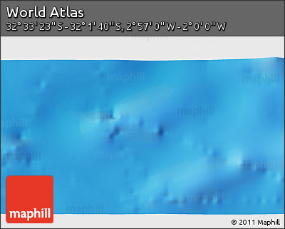 Physical 3D Map of the Area around 32° 17' 31" S, 2° 28' 30" W