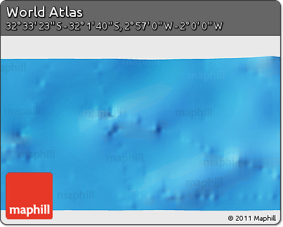 Physical 3D Map of the Area around 32° 17' 31" S, 2° 28' 30" W