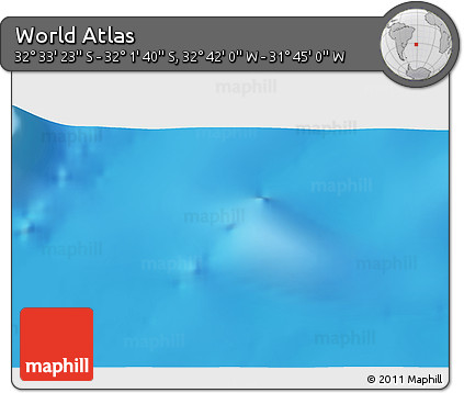 Physical 3D Map of the Area around 32° 17' 31" S, 32° 13' 30" W