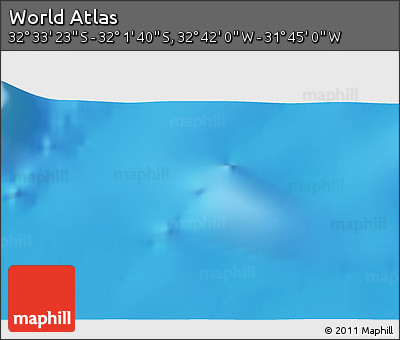 Physical 3D Map of the Area around 32° 17' 31" S, 32° 13' 30" W