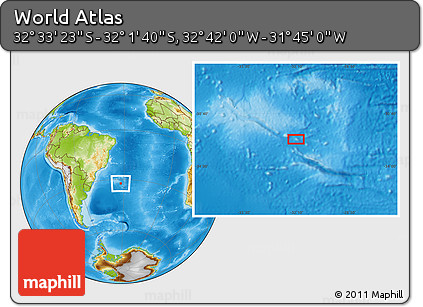 Physical Location Map of the Area around 32° 17' 31" S, 32° 13' 30" W