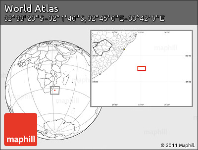 Blank Location Map of the Area around 32° 17' 31" S, 33° 13' 30" E