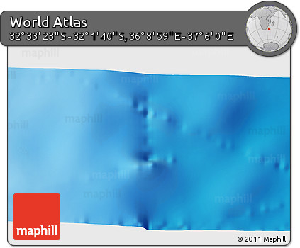 Physical 3D Map of the Area around 32° 17' 31" S, 36° 37' 30" E