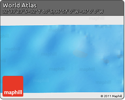 Physical 3D Map of the Area around 32° 17' 31" S, 36° 28' 30" W