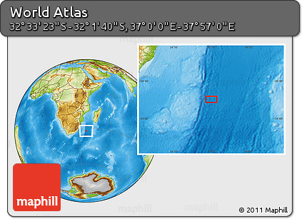 Physical Location Map of the Area around 32° 17' 31" S, 37° 28' 30" E