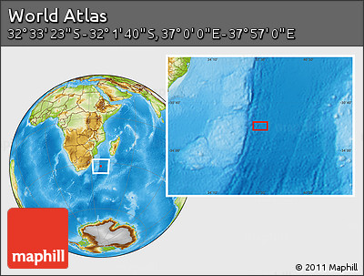 Physical Location Map of the Area around 32° 17' 31" S, 37° 28' 30" E