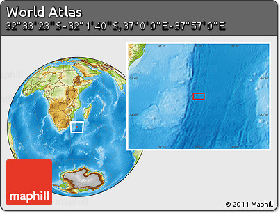 Physical Location Map of the Area around 32° 17' 31" S, 37° 28' 30" E
