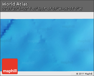 Physical 3D Map of the Area around 32° 17' 31" S, 37° 19' 30" W