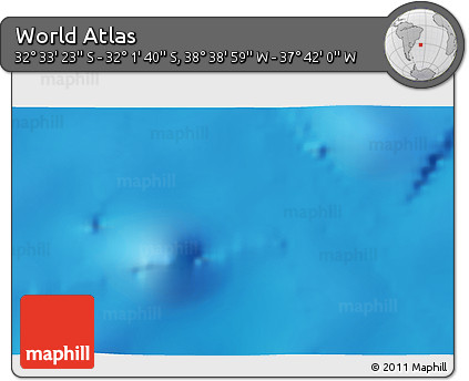 Physical 3D Map of the Area around 32° 17' 31" S, 38° 10' 29" W