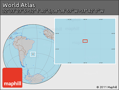 Gray Location Map of the Area around 32° 17' 31" S, 38° 10' 29" W
