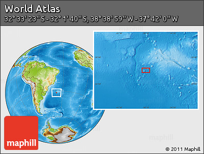 Physical Location Map of the Area around 32° 17' 31" S, 38° 10' 29" W