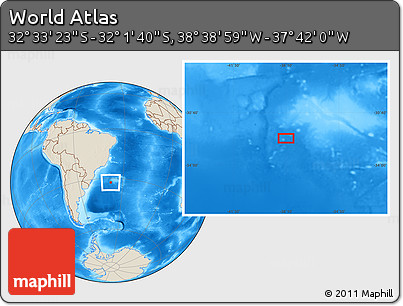 Shaded Relief Location Map of the Area around 32° 17' 31" S, 38° 10' 29" W