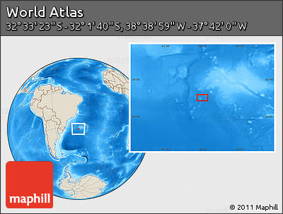 Shaded Relief Location Map of the Area around 32° 17' 31" S, 38° 10' 29" W