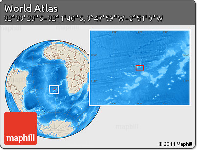 Shaded Relief Location Map of the Area around 32° 17' 31" S, 3° 19' 30" W
