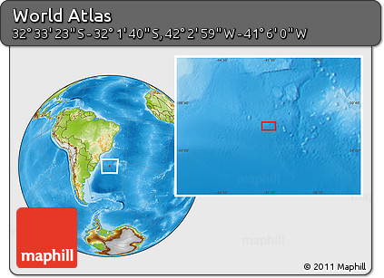 Physical Location Map of the Area around 32° 17' 31" S, 41° 34' 30" W