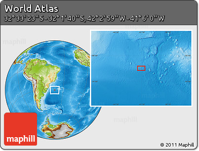 Physical Location Map of the Area around 32° 17' 31" S, 41° 34' 30" W