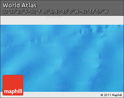 Physical 3D Map of the Area around 32° 17' 31" S, 43° 16' 29" W