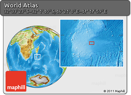 Physical Location Map of the Area around 32° 17' 31" S, 46° 49' 30" E