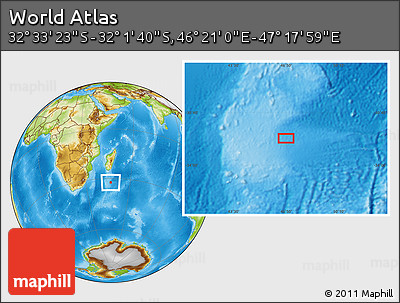 Physical Location Map of the Area around 32° 17' 31" S, 46° 49' 30" E