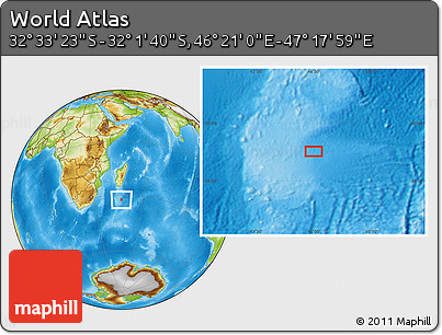 Physical Location Map of the Area around 32° 17' 31" S, 46° 49' 30" E