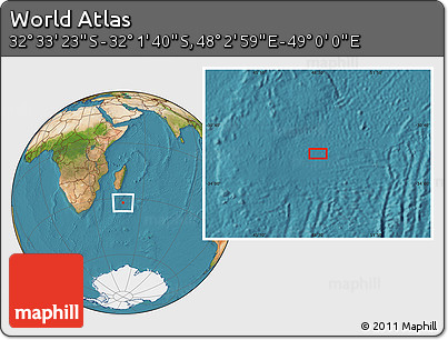 Satellite Location Map of the Area around 32° 17' 31" S, 48° 31' 29" E