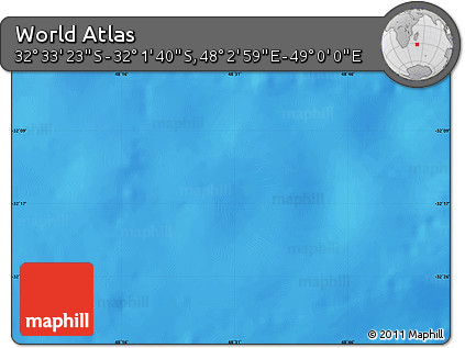 Physical Map of the Area around 32° 17' 31" S, 48° 31' 29" E