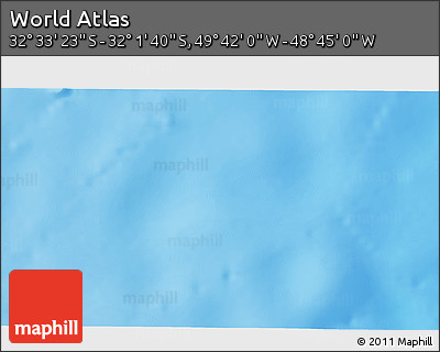 Shaded Relief 3D Map of the Area around 32° 17' 31" S, 49° 13' 30" W