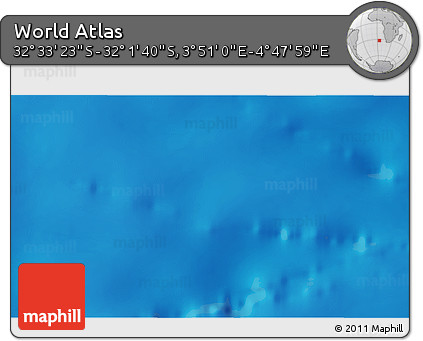 Shaded Relief 3D Map of the Area around 32° 17' 31" S, 4° 19' 30" E