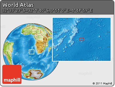 Physical Location Map of the Area around 32° 17' 31" S, 4° 19' 30" E