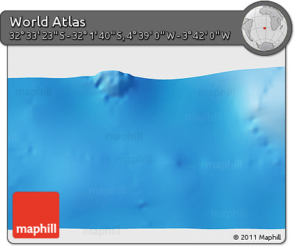 Physical 3D Map of the Area around 32° 17' 31" S, 4° 10' 30" W