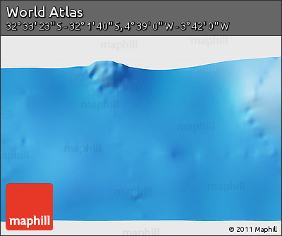Physical 3D Map of the Area around 32° 17' 31" S, 4° 10' 30" W