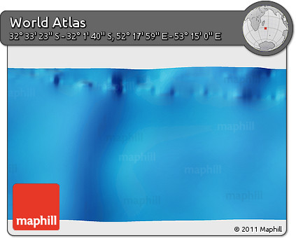Physical 3D Map of the Area around 32° 17' 31" S, 52° 46' 29" E