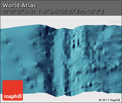 Satellite 3D Map of the Area around 32° 17' 31" S, 57° 1' 29" E
