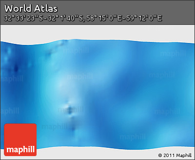 Physical 3D Map of the Area around 32° 17' 31" S, 58° 43' 30" E