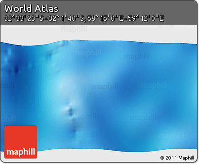 Physical 3D Map of the Area around 32° 17' 31" S, 58° 43' 30" E