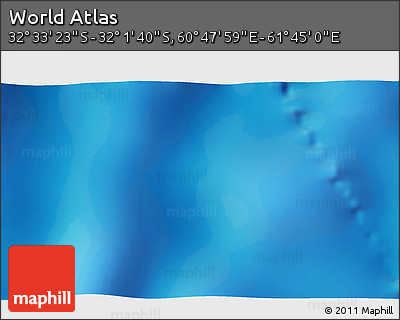Physical 3D Map of the Area around 32° 17' 31" S, 61° 16' 29" E