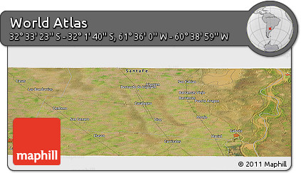 Satellite Panoramic Map of the Area around 32° 17' 31" S, 61° 7' 30" W