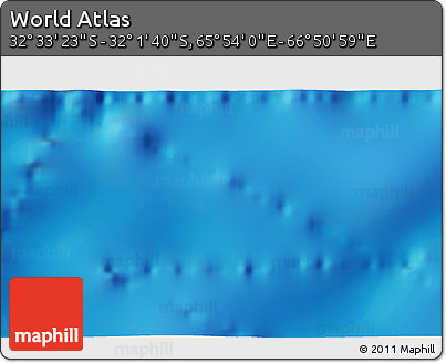 Physical 3D Map of the Area around 32° 17' 31" S, 66° 22' 30" E