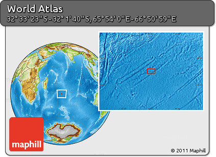 Physical Location Map of the Area around 32° 17' 31" S, 66° 22' 30" E