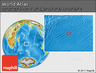 Physical Location Map of the Area around 32° 17' 31" S, 66° 22' 30" E