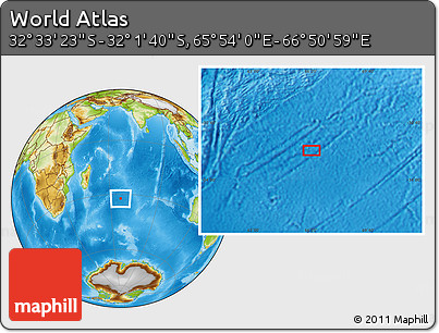 Physical Location Map of the Area around 32° 17' 31" S, 66° 22' 30" E