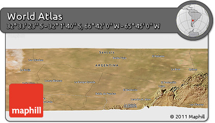 Satellite Panoramic Map of the Area around 32° 17' 31" S, 66° 13' 29" W