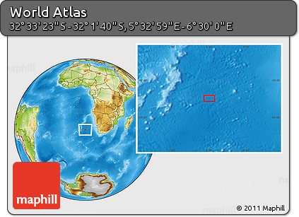 Physical Location Map of the Area around 32° 17' 31" S, 6° 1' 30" E