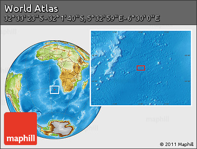 Physical Location Map of the Area around 32° 17' 31" S, 6° 1' 30" E