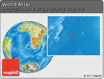 Physical Location Map of the Area around 32° 17' 31" S, 6° 1' 30" E