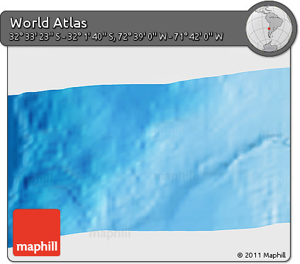 Physical 3D Map of the Area around 32° 17' 31" S, 72° 10' 30" W