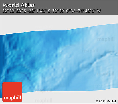 Physical 3D Map of the Area around 32° 17' 31" S, 72° 10' 30" W