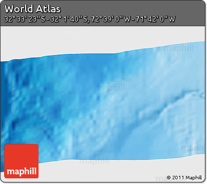 Physical 3D Map of the Area around 32° 17' 31" S, 72° 10' 30" W