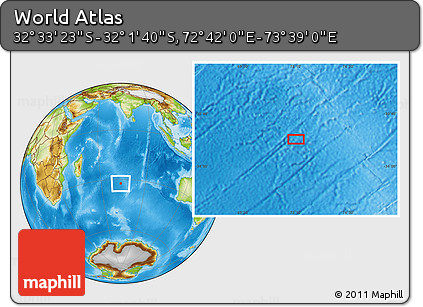 Physical Location Map of the Area around 32° 17' 31" S, 73° 10' 30" E
